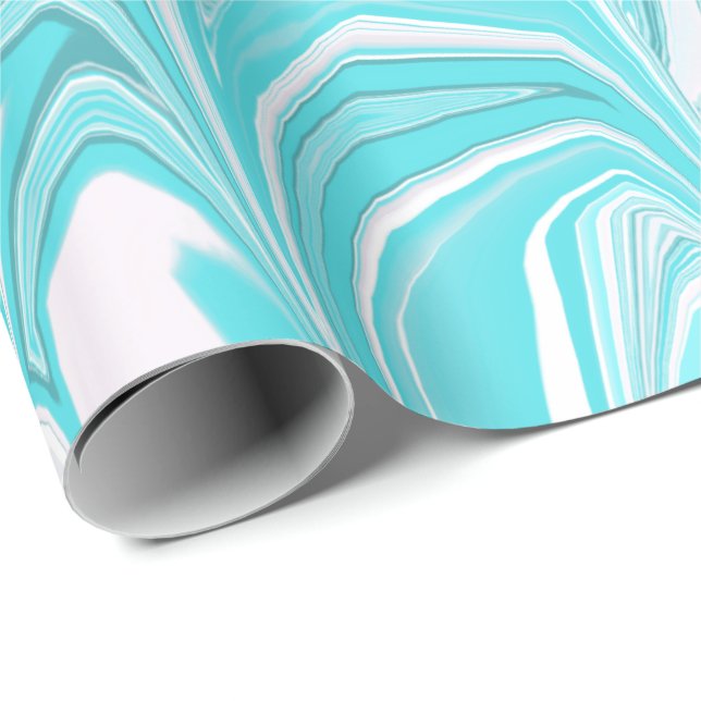 Papier Cadeau Elégant marbre bleu blanc d'eau (Coin rond)