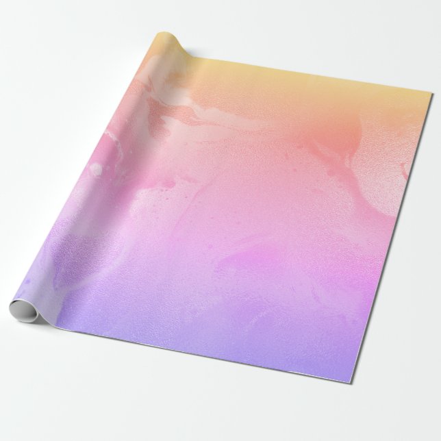 Papier Cadeau Élégant marbre holographique moderne (Déroulé)