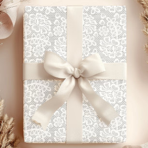 Papier Cadeau Élégant Mariage de dentelle Vintage blanc