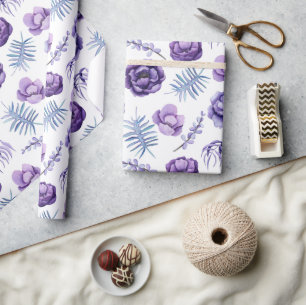 Papier Cadeau Élégant Mariage floral Lavande aquarelle