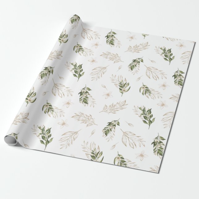Papier Cadeau Elégant Mariage verdoyant & or (Déroulé)