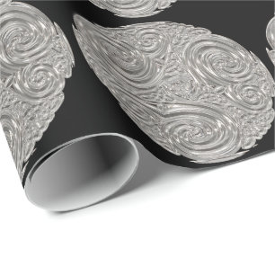 Papier Cadeau Elégant médaillon d'argent noir Art nouveau