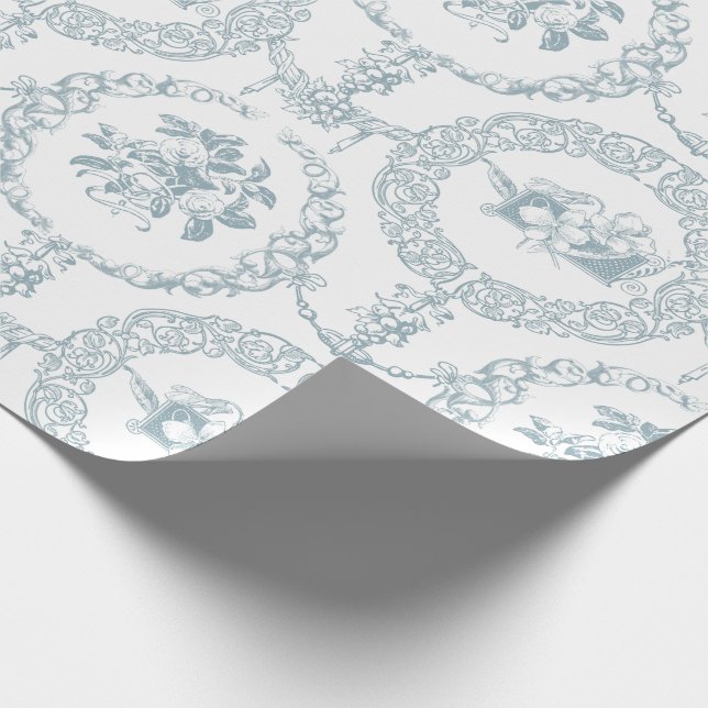 Papier Cadeau Élégant Médaillons et hameçons floraux gravés en b (Coin)