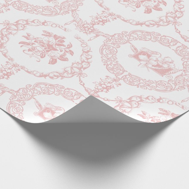 Papier Cadeau Élégant médaillons et hameçons floraux gravés en r (Coin)