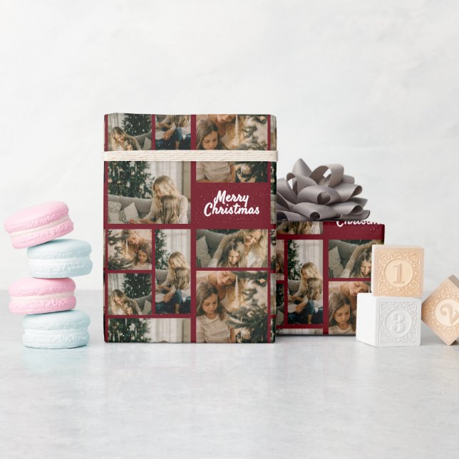 Papier Cadeau Elegant Merry Christmas Collage Red (Baby Shower)