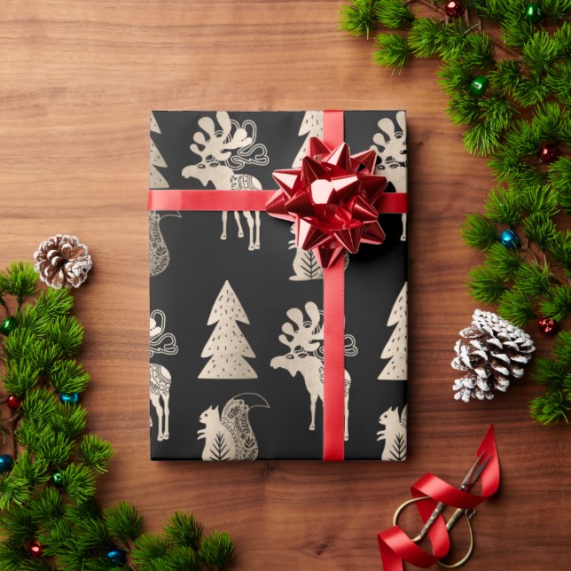 Papier Cadeau Élégant mignon rose or motif de Noël (Cadeau de vacances)