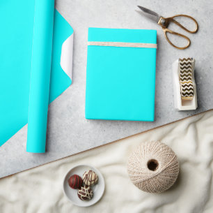 Papier Cadeau Élégant Minimaliste Uni Bleu Aqua Simple