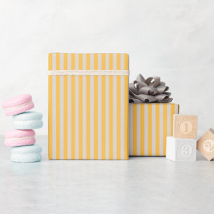 Papier Cadeau Élégant minimaliste Yellow White Stripes Motif
