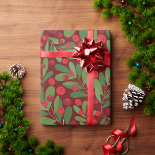 Papier Cadeau Élégant Mistletoe Noël Papier d'enveloppement de N
