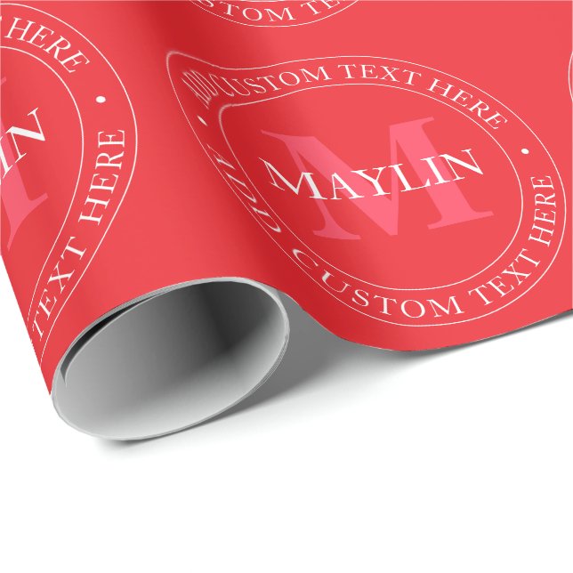 Papier Cadeau Élégant Modèle de texte circulaire modifiable roug (Coin rond)