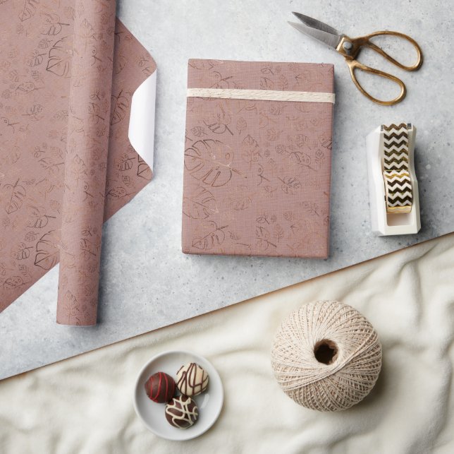 Papier Cadeau Élégant modèle floral Rose et or (Artisanat)