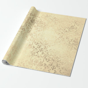 Papier Cadeau Elégant modèle vintage de damas en or