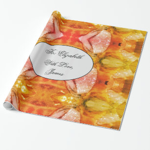 Papier Cadeau Élégant Moderne Chic Art Abstrait Rose Orange