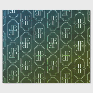 Papier Cadeau Élégant Monogramme Feuille Verte