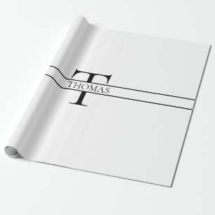 Papier Cadeau Élégant Monogramme Personnalisé Nom Personnalisé