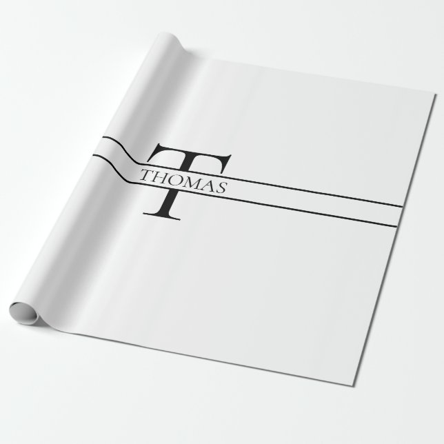 Papier Cadeau Élégant Monogramme Personnalisé Nom Personnalisé (Déroulé)