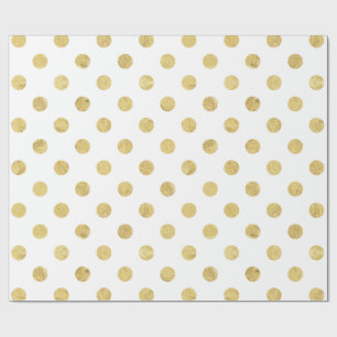 Papier Cadeau Elégant Motif à base de Polka Gold - Or & Blanc