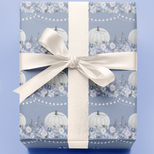 Papier Cadeau Élégant Motif Citrouille Dusty Blue