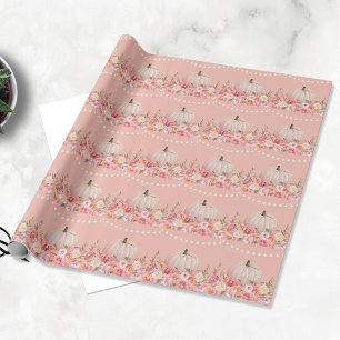 Papier Cadeau Élégant Motif Citrouille   Rose pâle