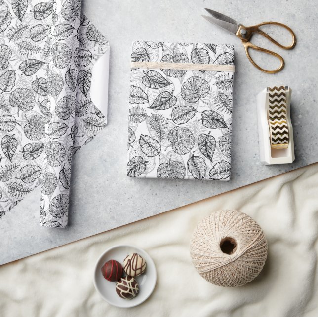 Papier Cadeau Élégant Motif de feuille tropicale (Artisanat)