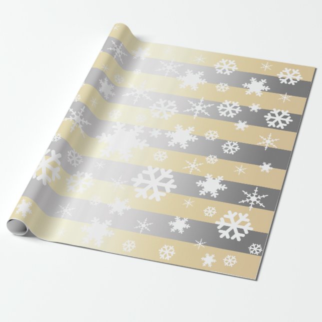 Papier Cadeau Élégant Motif de Noël blanc et argenté (Déroulé)