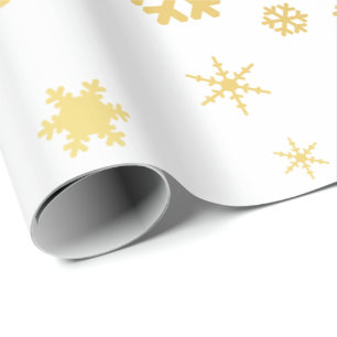 Papier Cadeau Élégant Motif de Noël blanc et doré