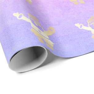 Papier Cadeau Élégant Motif de Noël du Père Noël Gold