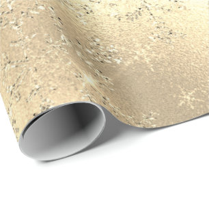 Papier Cadeau Élégant Motif de Noël Gold moderne Snowflake 