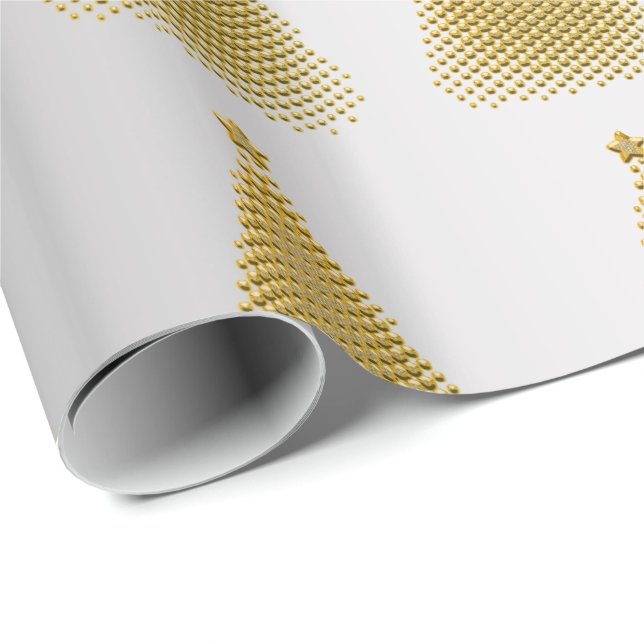 Papier Cadeau Élégant Motif de Noël Gold & Silver (Coin rond)