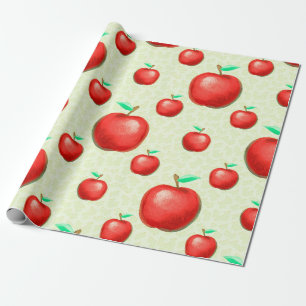 Papier Cadeau Élégant Motif de pommes Arrière - plan de chevi