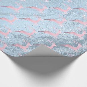 Papier Cadeau Élégant motif de rennes de Noël en or rose
