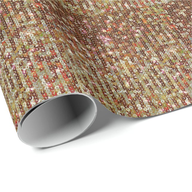 Papier Cadeau Élégant motif de séchage brillant en cuivre or (Coin rond)