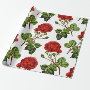 Papier Cadeau Élégant Motif des fleurs florales des roses rouges