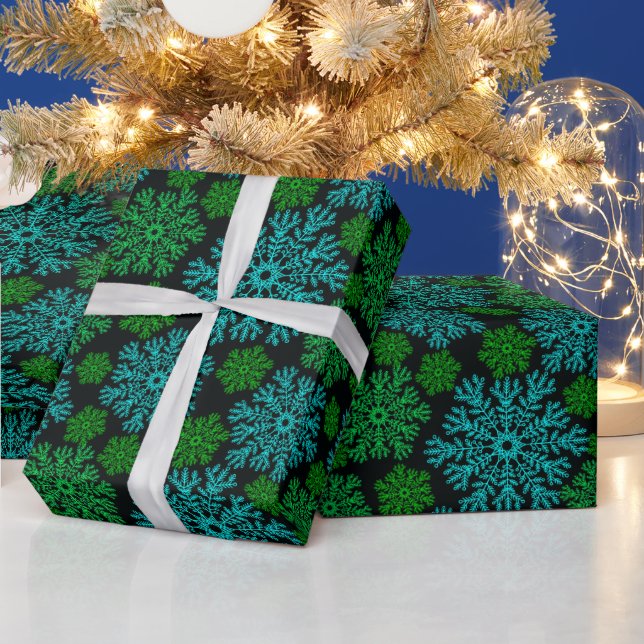 Papier Cadeau Élégant Motif d'hiver de Snowflakes (Vacances)