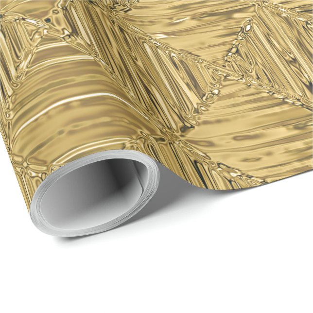 Papier Cadeau Elégant Motif d'or métallique texturé (Coin rond)