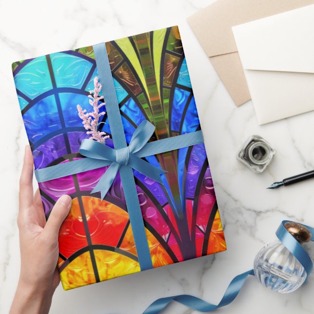 Papier Cadeau Élégant Motif en verre à fond arc-en-ciel (Cadeaux)
