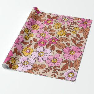 Papier Cadeau Elégant motif floral dans de petites fleurs dessin