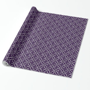 Papier Cadeau Elégant Motif géométrique argenté et violet