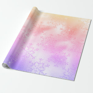 Papier Cadeau Élégant Motif Holographique de Noël Snowflake