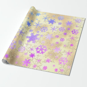 Papier Cadeau Élégant Motif Holographique de Noël Snowflake