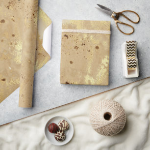 Papier Cadeau Elégant Motif moderne en marbre d'or Faux