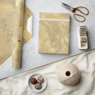 Papier Cadeau Elégant Motif moderne en marbre d'or Faux