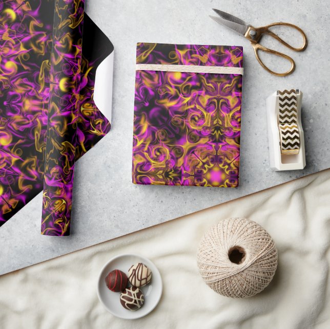 Papier Cadeau Élégant motif rétro boho rose (Artisanat)