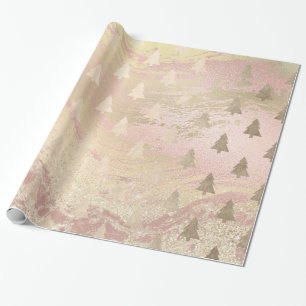 Papier Cadeau Élégant motif rose d'or de Noël