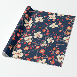 Papier Cadeau Élégant Motif sans couture en fleur de cerisier (1