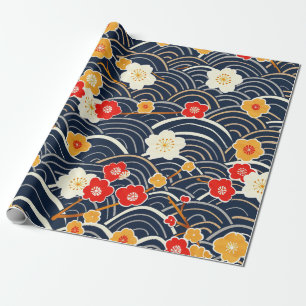 Papier Cadeau Élégant Motif sans couture en fleur de cerisier (1