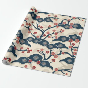 Papier Cadeau Élégant Motif sans couture en fleur de cerisier (2