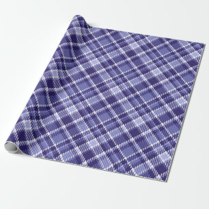 Papier Cadeau Élégant Motif Tartan écossais Bleu Et Blanc
