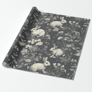 Papier Cadeau Élégant motif toile de lapin de forêt noire en boi