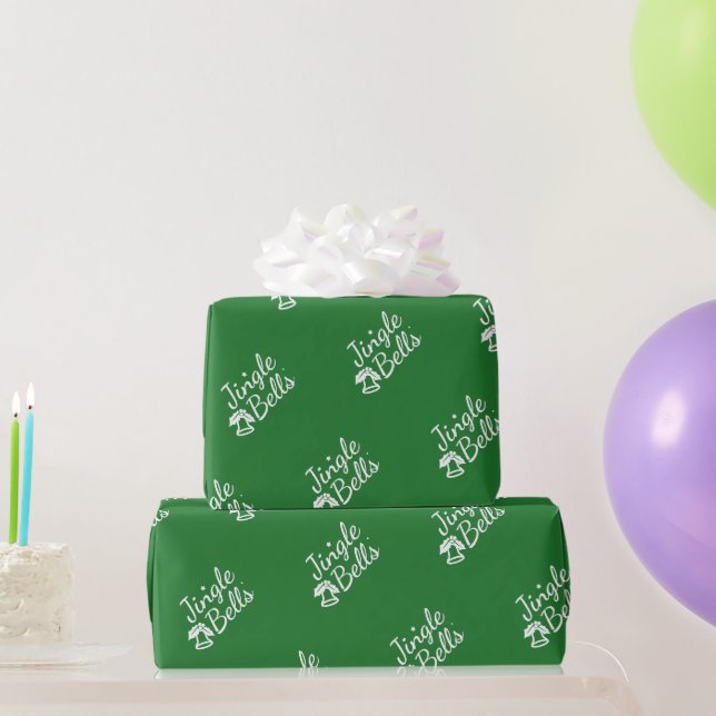Papier Cadeau Élégant Motif traditionnel à sonnette verte (Cadeaux de fête)